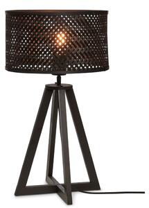 Fekete asztali lámpa bambusz búrával (magasság 53 cm) Java – Good&Mojo
