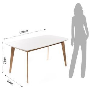 Étkezőasztal fehér asztallappal 90x160 cm Kyra – Tomasucci