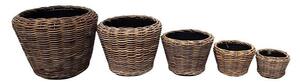 Drypot Rattan Kaspók Szett - 5 db - Barna - 65x50cm