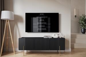 Malmi TV szekrény 150 cm - fekete matt / arany lábak