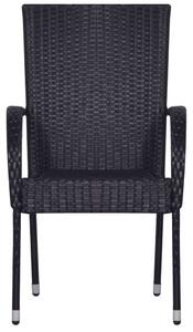 VidaXL 6 db fekete rakásolható polyrattan kültéri szék