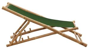 VidaXL zöld bambusz és vászon napozószék