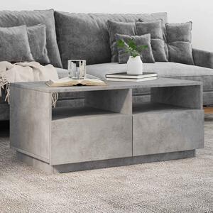 Betonszürke dohányzóasztal LED-lámpákkal 90x49x40 cm