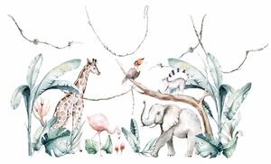 Gario Falmatrica gyerekeknek Savanna - elefánt, zsiráf és más állatok Méret: 300 x 200 cm
