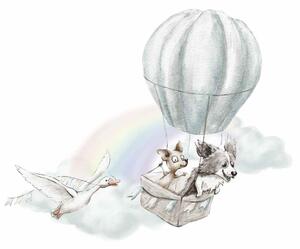 Gario Falmatrica gyerekeknek Adventure in the sky - kutyák holégballonban és liba Méret: 100 x 80 cm