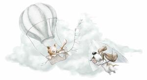 Gario Falmatrica gyerekeknek Adventure in the sky - macska holégballonban és kutya sárkányrepülon Méret: 170 x 94 cm