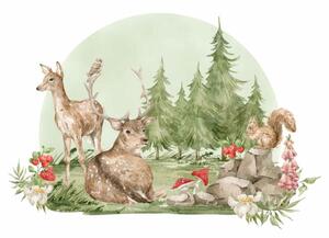 Gario Falmatrica gyerekeknek Inhabitants of the forest - szarvas, őzike és mókus Méret: 95 x 137 cm