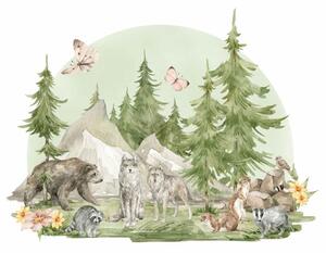 Gario Falmatrica gyerekeknek Inhabitants of the forest - állatok, sziklák és fák Méret: 95 x 127 cm
