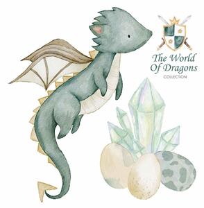 Gario Falmatrica gyerekeknek The world of dragons - sárkány, tojás és gyémánt Méret: 100 x 96 cm