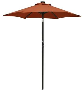 VidaXL terrakotta színű alumínium napernyő LED-világítással 200x211 cm