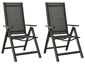 VidaXL 2 db fekete textilén és alumínium összecsukható kerti szék