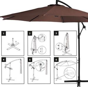Kerti napernyő, vízálló, dönthető, 300 cm - barna