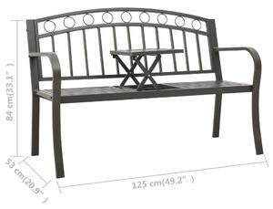 VidaXL szürke acél kerti pad asztallal 125 cm