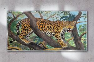 Üvegkép Jungle fa állat macska