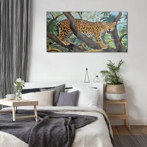 Üvegkép Jungle fa állat macska