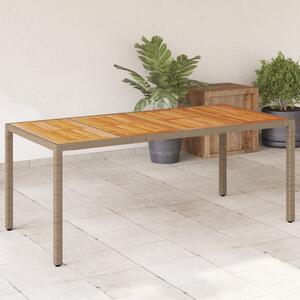Bézs polyrattan és akácfa kerti asztal 190 x 90 x 75 cm