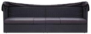 VidaXL fekete polyrattan kültéri kanapé napellenzővel
