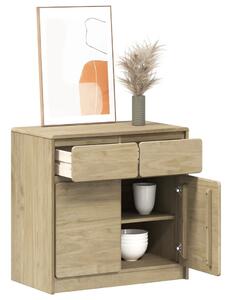SAUDA tölgyszínű tömör fenyőfa tálalószekrény 80 x 43 x 75,5 cm