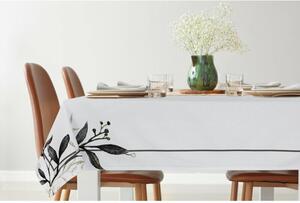 Gyapotnövény mintás pamut asztalterítő Fehér 140x300 cm