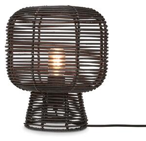 Fekete asztali lámpa rattan búrával (magasság 30 cm) Tanami – Good&Mojo