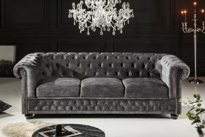 Chesterfield kanapé - sötétzöld kanapé - szürke - apró szépséghibás