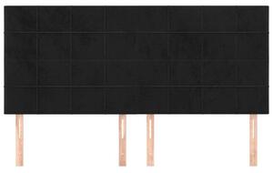 4 db Fekete Bársony Fejtámla - 100x5x78/88 cm