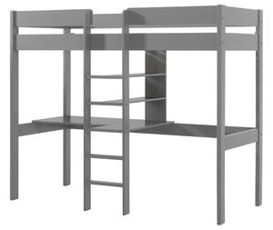 Szürke fenyő emeletes ágy Vipack Pino 90 x 200 cm íróasztallal