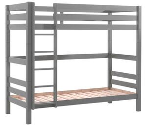 Szürke fenyő emeletes ágy Vipack Pino 90 x 200 cm középen kerettel