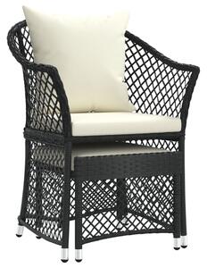 VidaXL 2 részes fekete polyrattan kerti ülőgarnitúra párnákkal