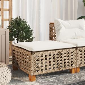 Szürke polyrattan kerti ülőke párnával 63,5 x 56 x 32 cm