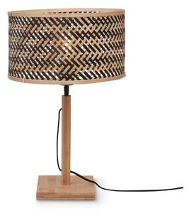 Fekete-natúr színű asztali lámpa bambusz búrával (magasság 38 cm) Java – Good&Mojo