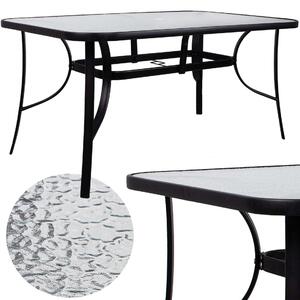 Springos üveg kerti Asztal 150x90x71cm - Fekete