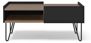 Fekete-barna dohányzóasztal diófa dekorral 55x100 cm Nina – TemaHome