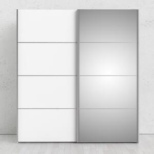 Verona fehér ruhásszekrény tükörrel és tolóajtókkal, 182 x 202 cm - Tvilum