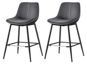 Bárszék 2 db-os szett ergonomikus háttámlával, ülésmagasság 62 cm, tintafekete