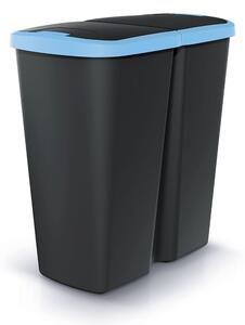 Hulladékgyűjtő DUO fekete, 45 l, kék / fekete