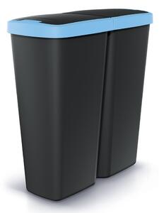 Hulladékgyűjtő DUO fekete, 50 l, kék / fekete