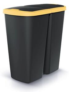 Hulladékgyűjtő DUO fekete, 45 l, sárga / fekete