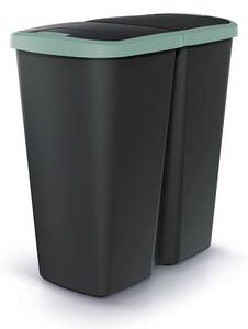 Hulladékgyűjtő DUO fekete, 45 l, zöld / fekete