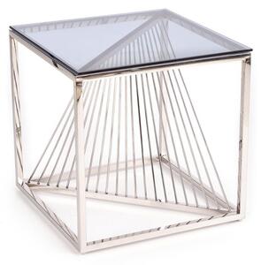 Infinity négyzet alakú dohányzóasztal, átlátszó / ezüst