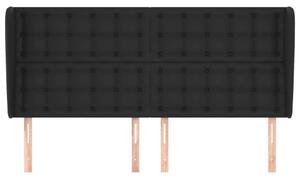 VIDAXL - Ágyfejtámla - Műbőr - Fekete - 163x23x118/128cm