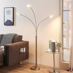 Lindby Anea LED-es állólámpa, 168 cm, 3 lámpás, nikkel színben, Alu / szürke / cink, Nappali / Étkező, fém, Modern