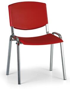 Design konferencia szék - króm lábak, piros