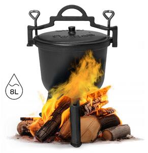 Kociołek żeliwny stojący 8l garnek myśliwski ognisko grill multigarden