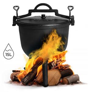 Kociołek żeliwny stojący 15l garnek myśliwski ognisko grill multigarden