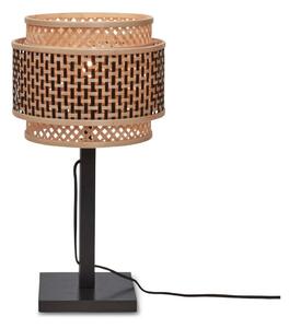 Fekete-natúr színű asztali lámpa bambusz búrával (magasság 40 cm) Bhutan – Good&Mojo