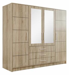 Gardróbszekrény Dortivu, Laminált forgácslap, 200x196x58cm, Sonoma tölgy, Ezüst