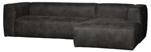 Bean fekete bőr kanapé jobb ottománnal