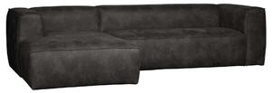 Bean fekete bőr kanapé bal ottománnal