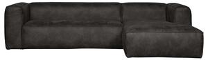 Bean fekete bőr kanapé jobb ottománnal